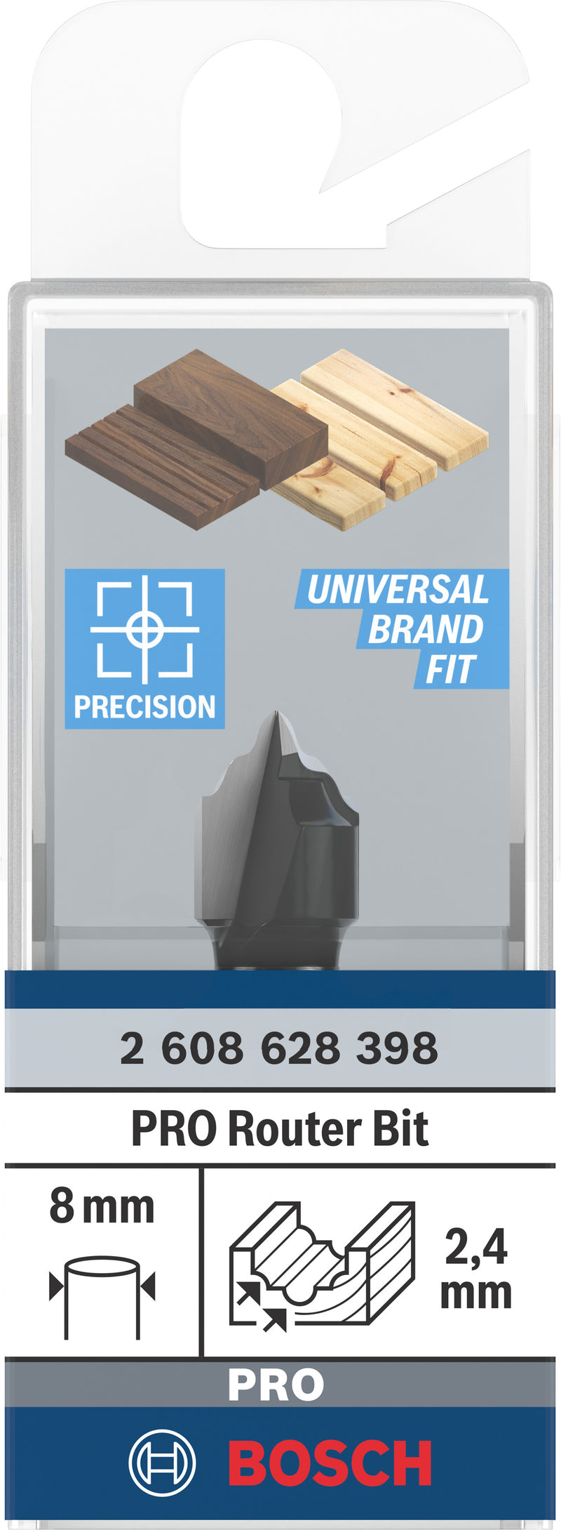 Bosch PRO groove and channel cutter for router, R 2.4, 8 mm shank