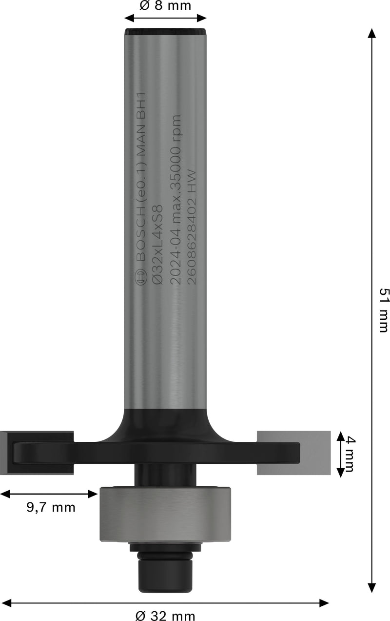 Bosch PRO router groove router, C 4, 8 mm shank