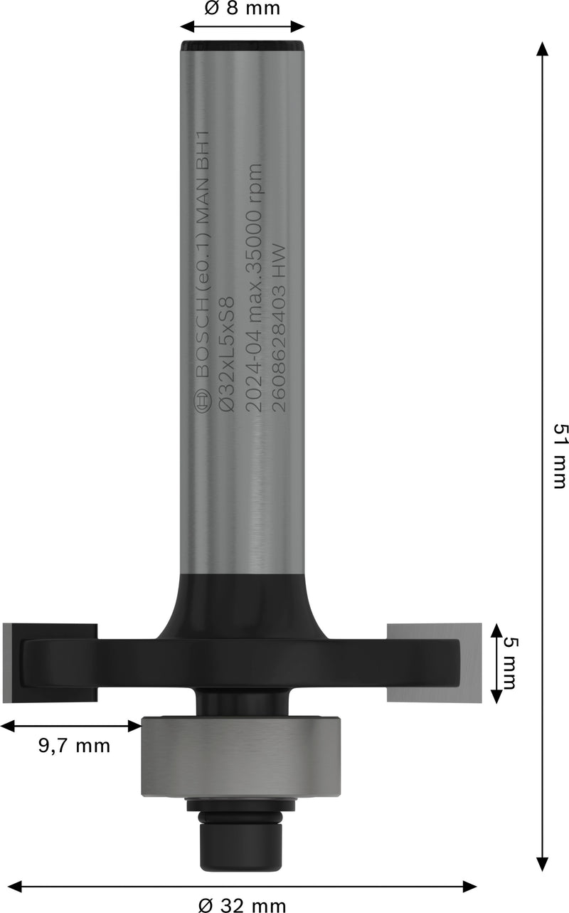 Bosch PRO router groove router, C 5, 8 mm shank