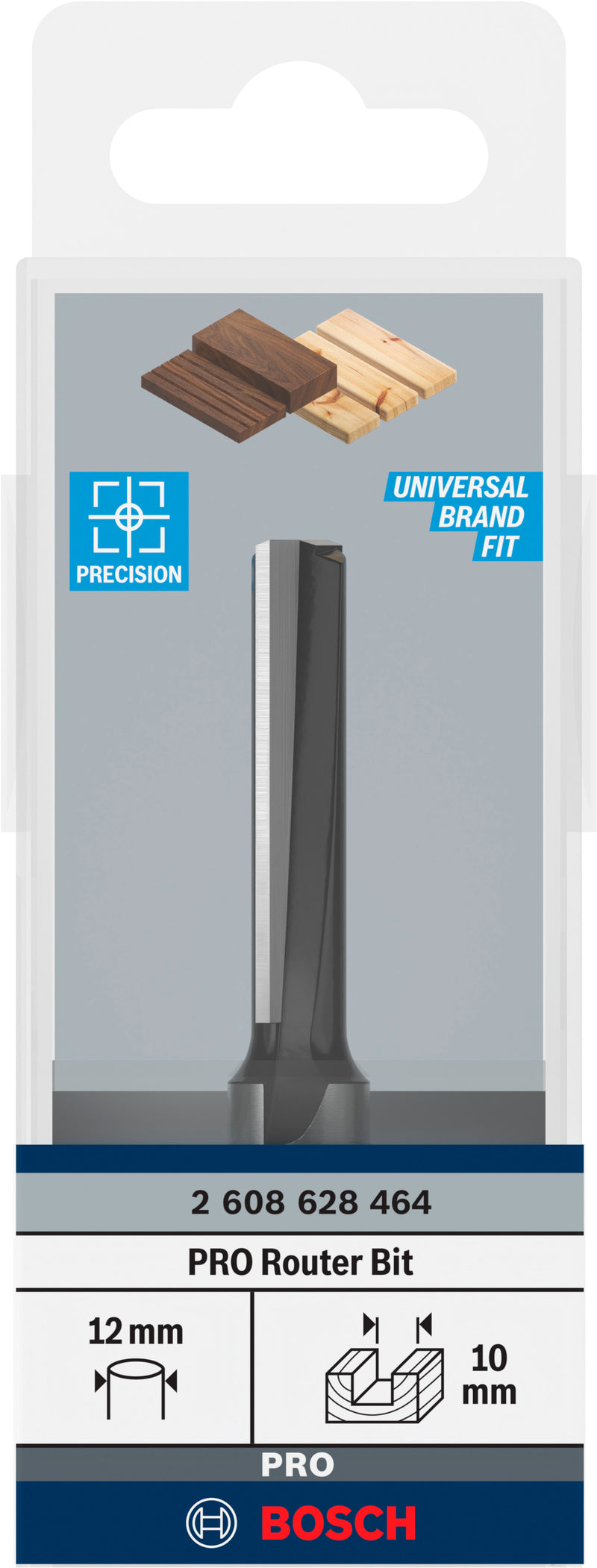 Fresa direita Bosch para fresa PRO, duas ranhuras, Ø 10 x L 40, haste de 12 mm