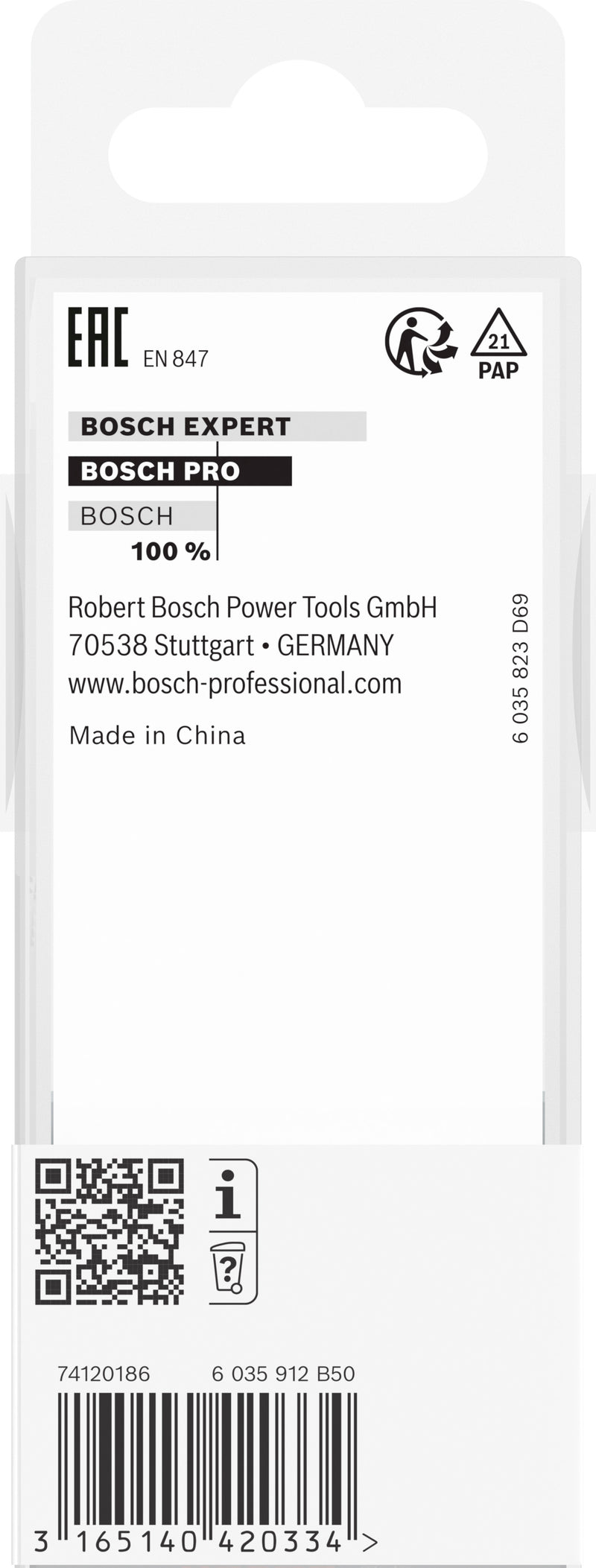 Fresa direita Bosch para fresa PRO, duas ranhuras, Ø 30 x L 40, haste de 12 mm
