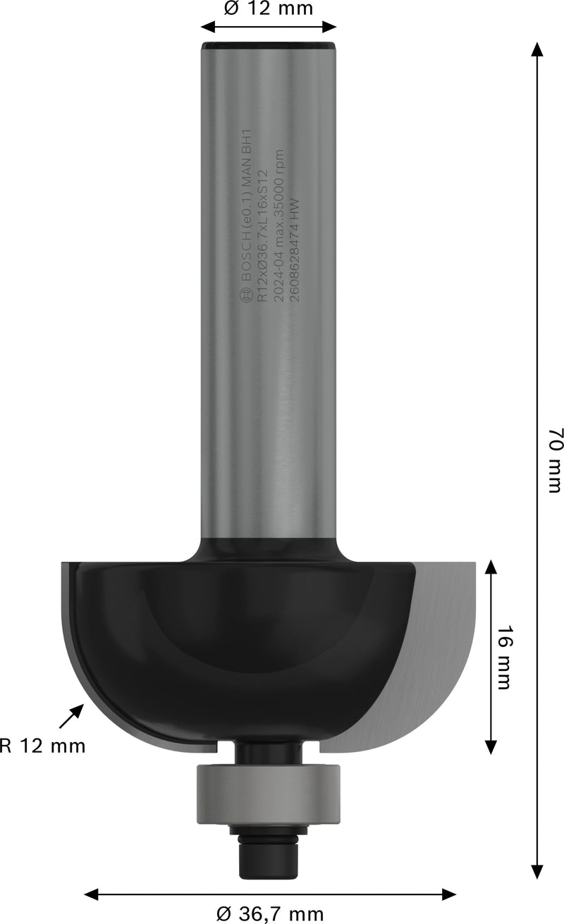 Bosch PRO pocket router, R 12, 12 mm shank