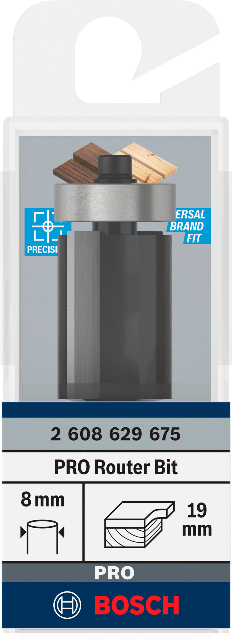 Broca de tupia Bosch PRO para acabamento nivelado, Ø19xL25,4, Sh