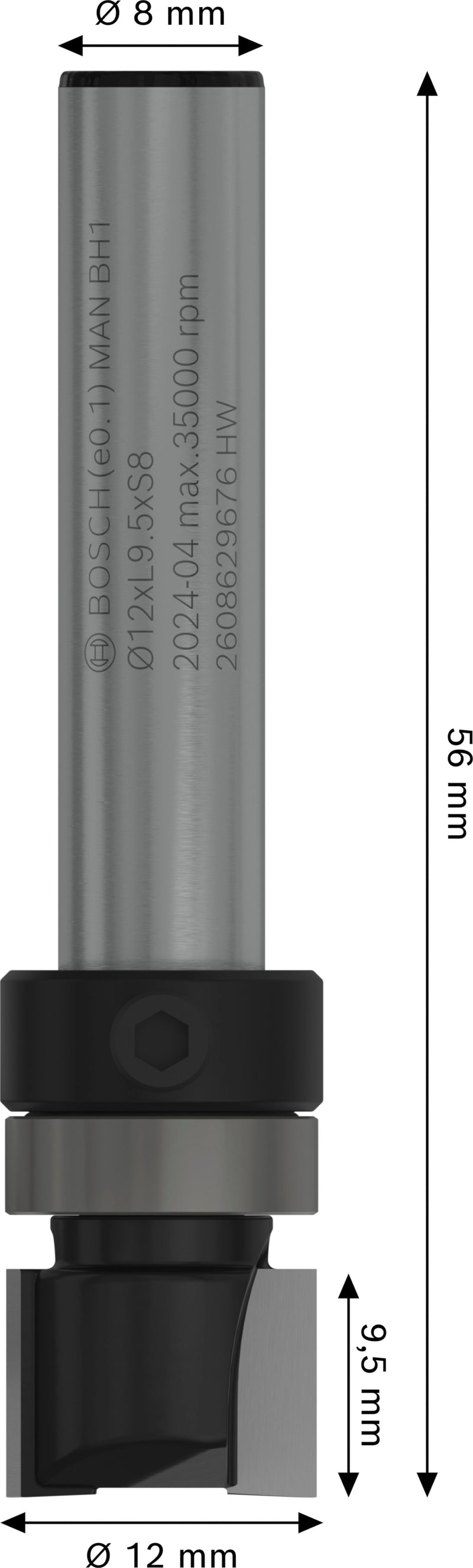 Bosch PRO Router Bit Flush Trim Top Bearing, Ø