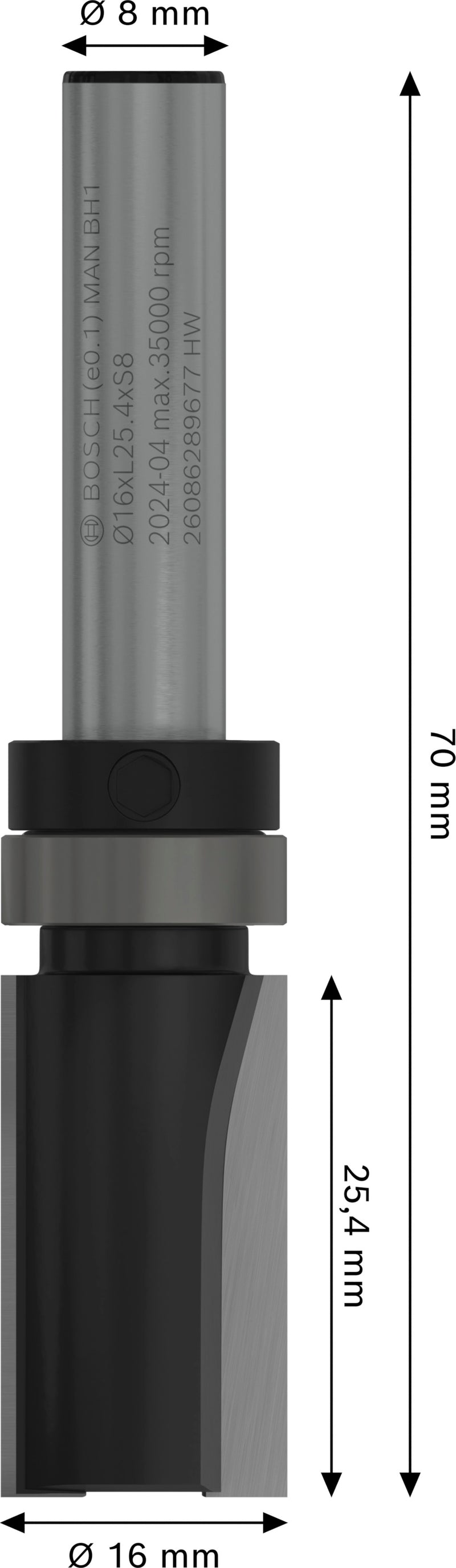 Bosch PRO Router Bit Flush Trim Top Bearing, Ø