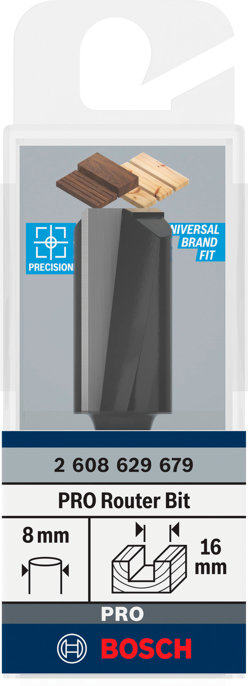 Bosch PRO Router Bit Straight, Two Flutes, Ø16