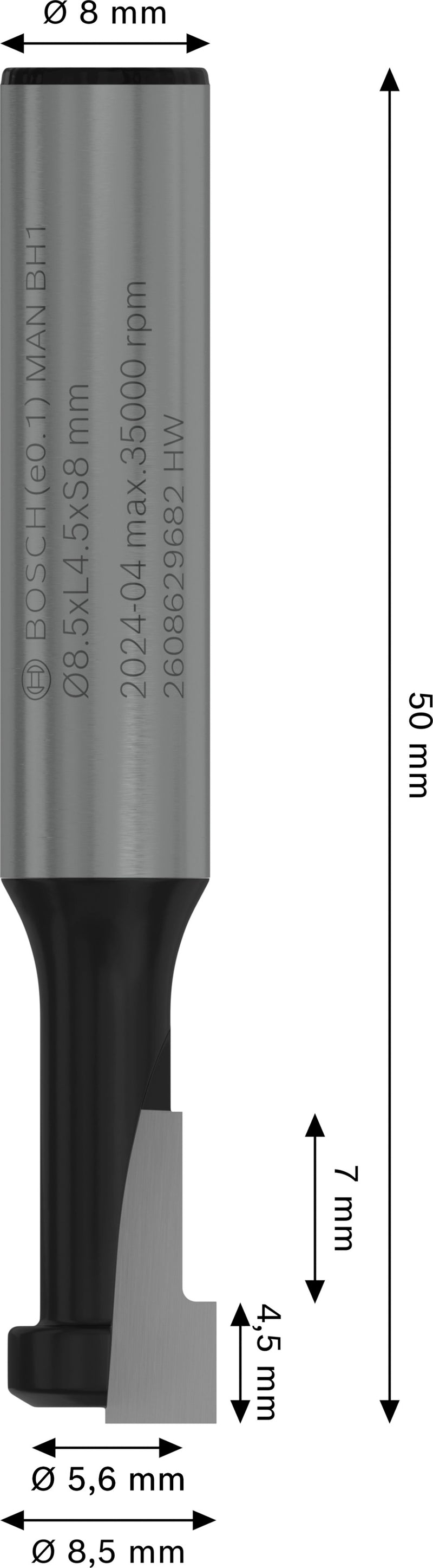 Bosch PRO Router Bit T slotting, Ø8.5xØ5.6, Sh