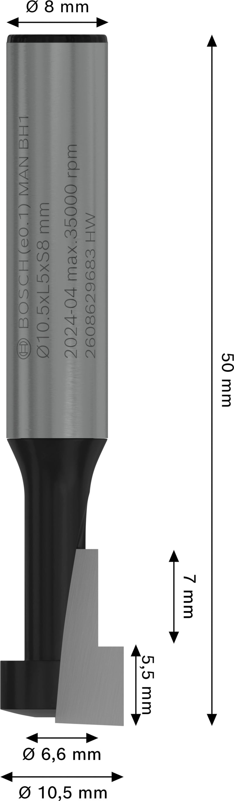 Bosch PRO Router Bit T slotting, Ø10.5xØ6.6, S