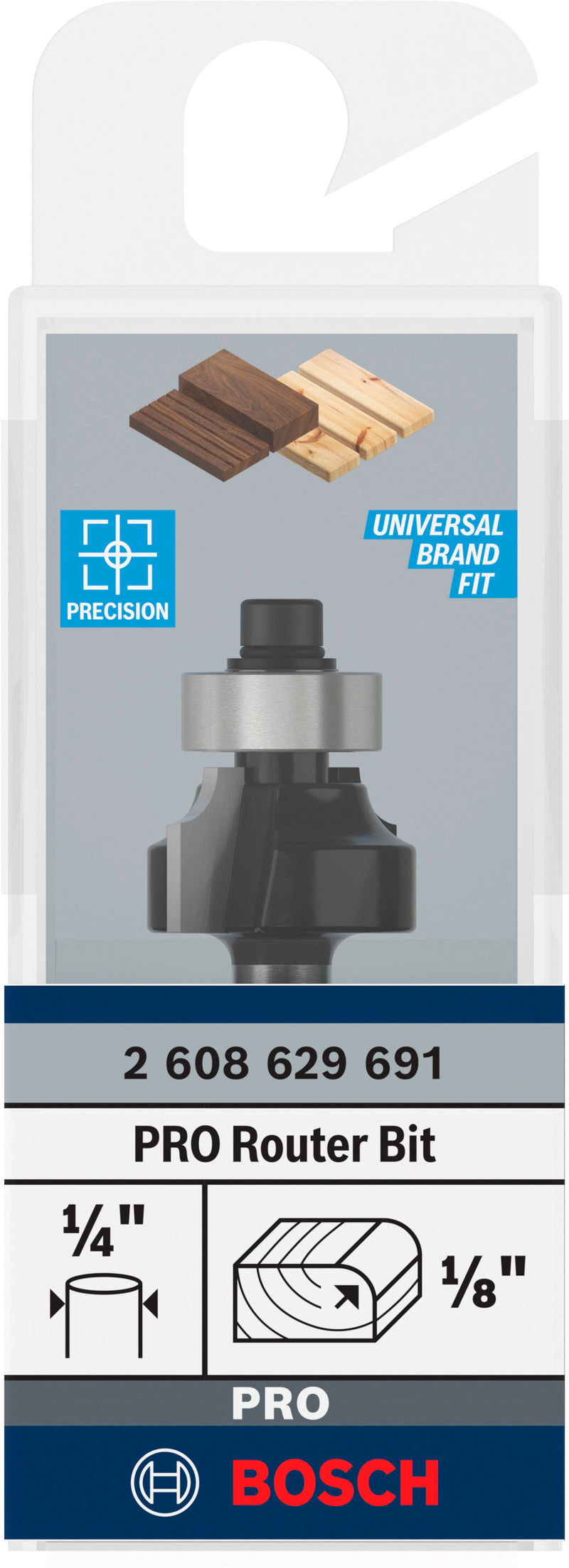 Fresa de arredondar, de meia barra Bosch Accessories (Fresa de arredondar para tupia PRO, R 1/8", encabadouro de 1/4")