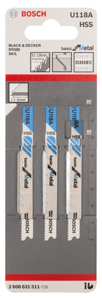 Bosch U118A HSS Basic for Metal 3Pack