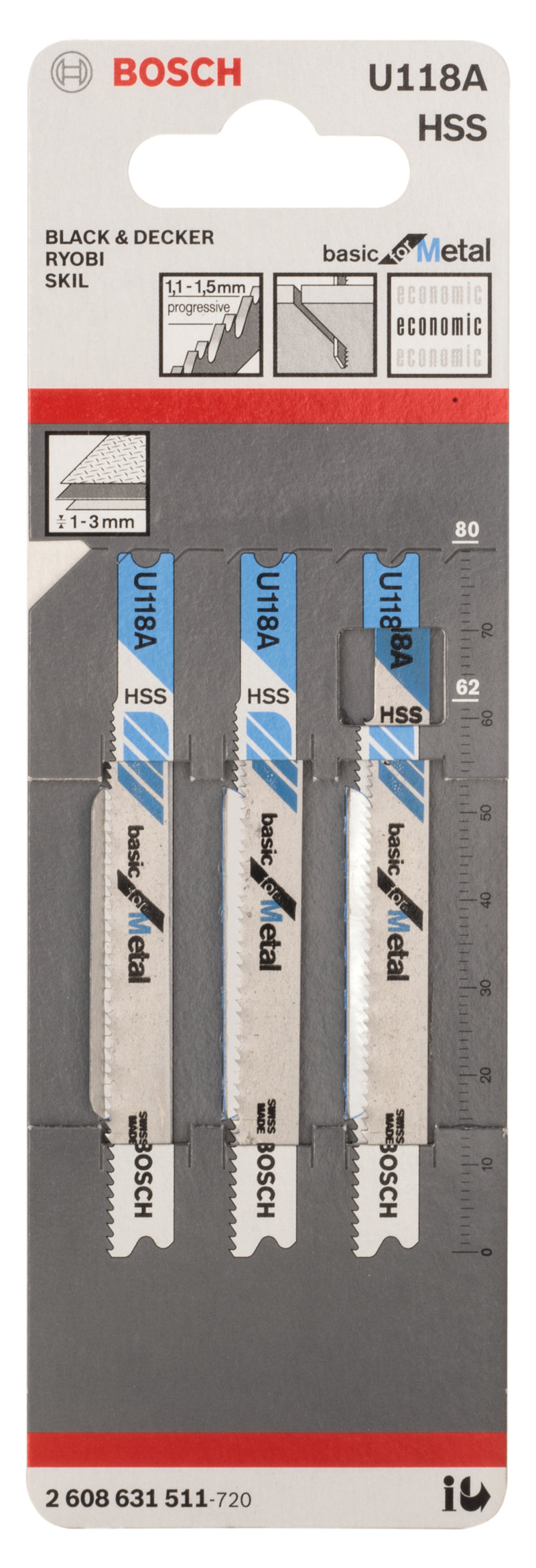 Bosch U118A HSS Basic for Metal 3Pack