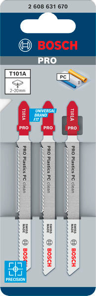 Bosch T101A HSS Clean for PC Acrylic 3Pack