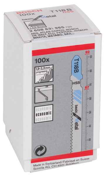 Bosch T118B HCS Basic for Metal 100Pack