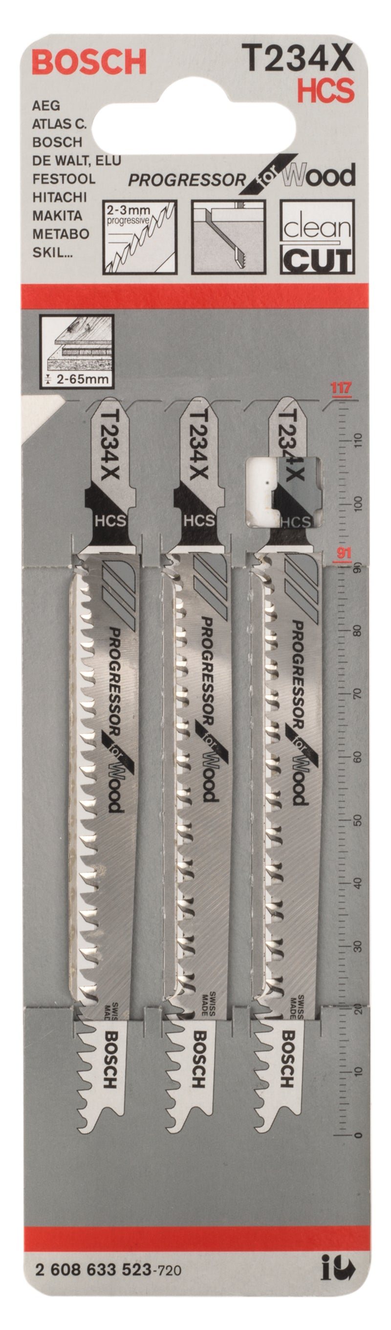 Bosch T234X HCS Progressor for Wood 3Pack