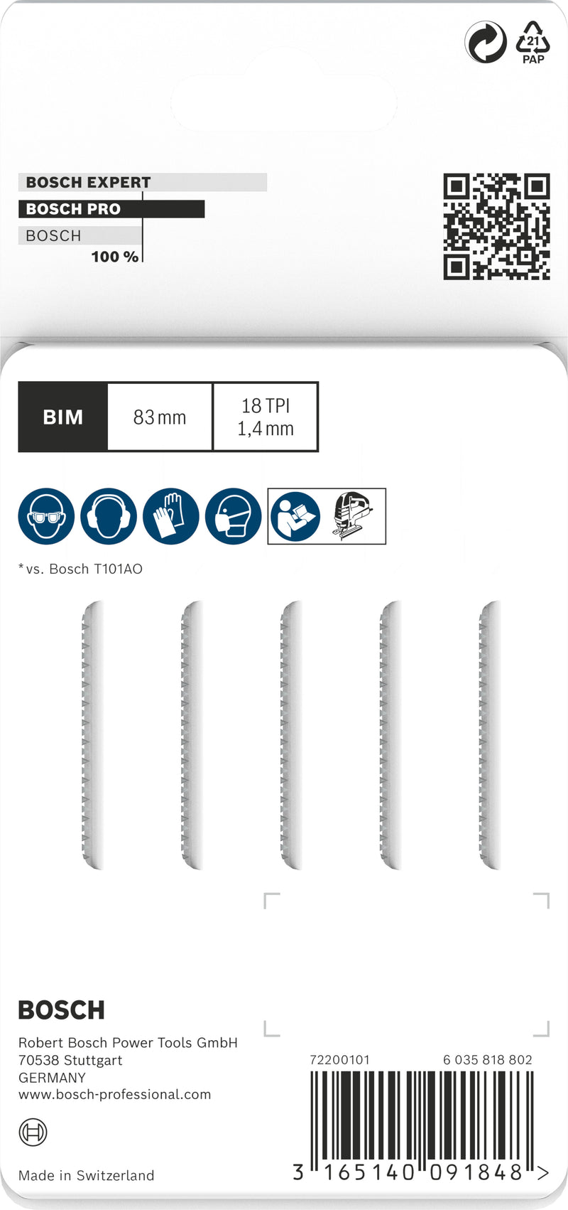 Bosch T101AOF BIM Clean for Hard Wood 5Pack