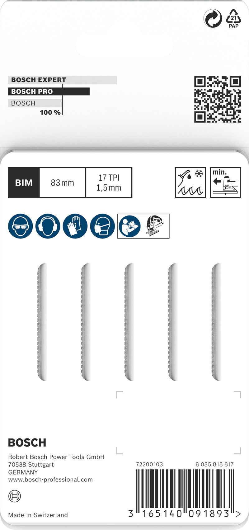 Bosch T118EOF BIM Flexible for Metal 5Pack