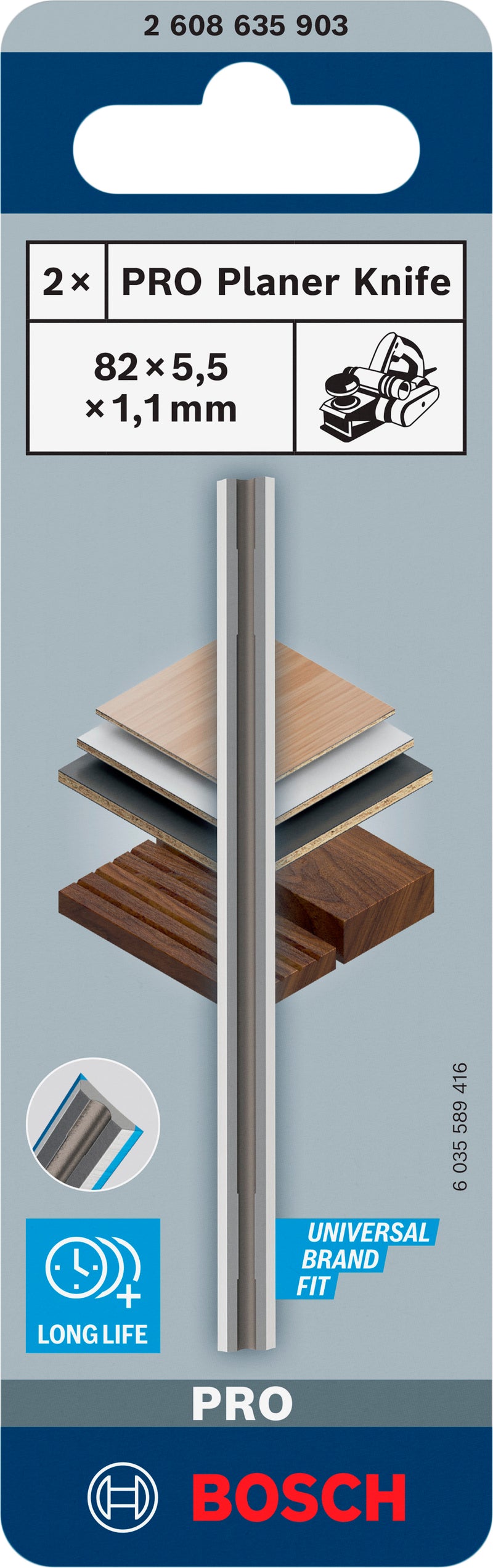 Bosch PRO Planer Knife, 1.1x5.5x82 mm (2 pcs)