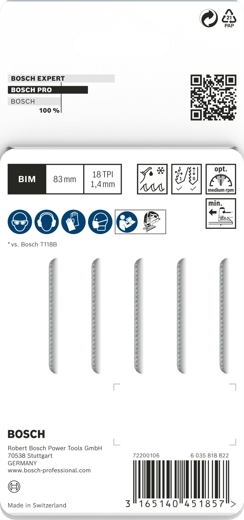 Bosch T118EFS BIM Special f. Stainl. Steel 5Pk