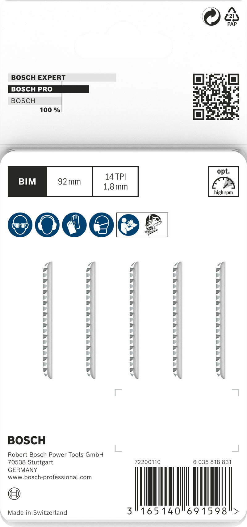 Bosch T102BF BIM Clean for PMMA 5Pack
