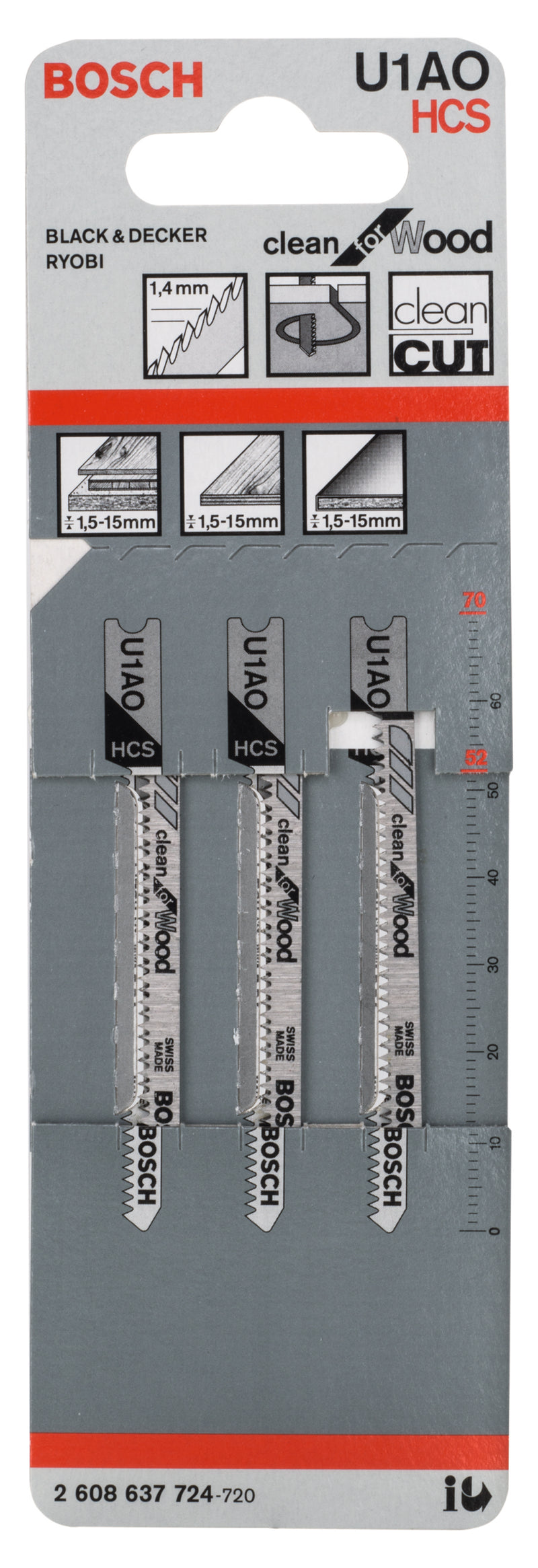 Bosch U1A0 HCS Clean for Wood 3Pack