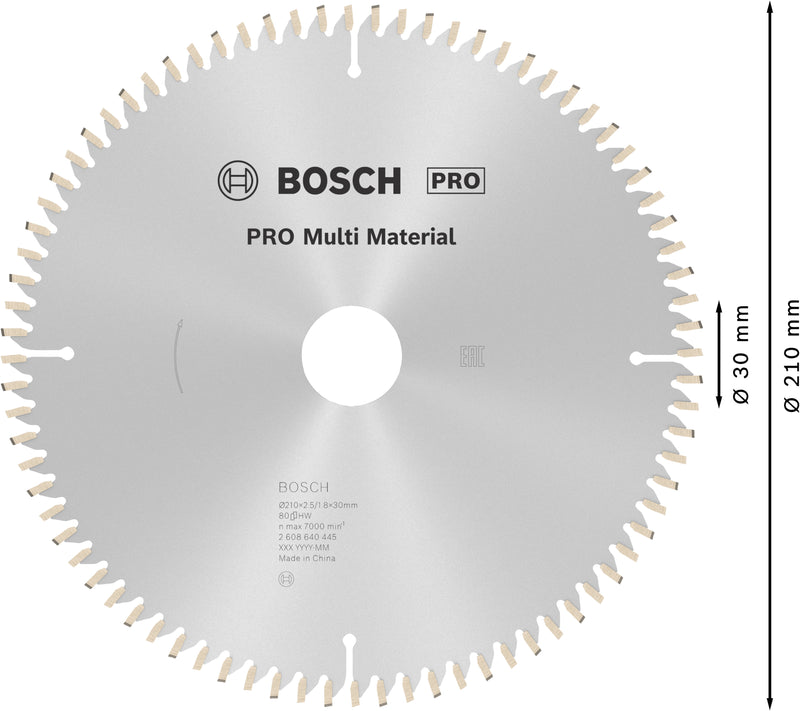 Bosch Circular Saw Blade MM MU B 210x30-80