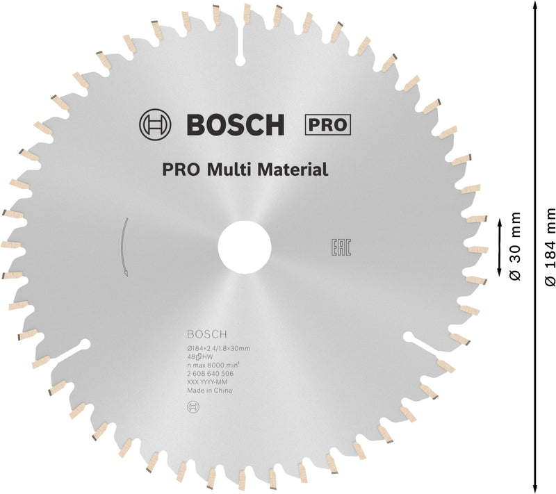 Bosch Circular Saw Blade MM MU H 184x30-48