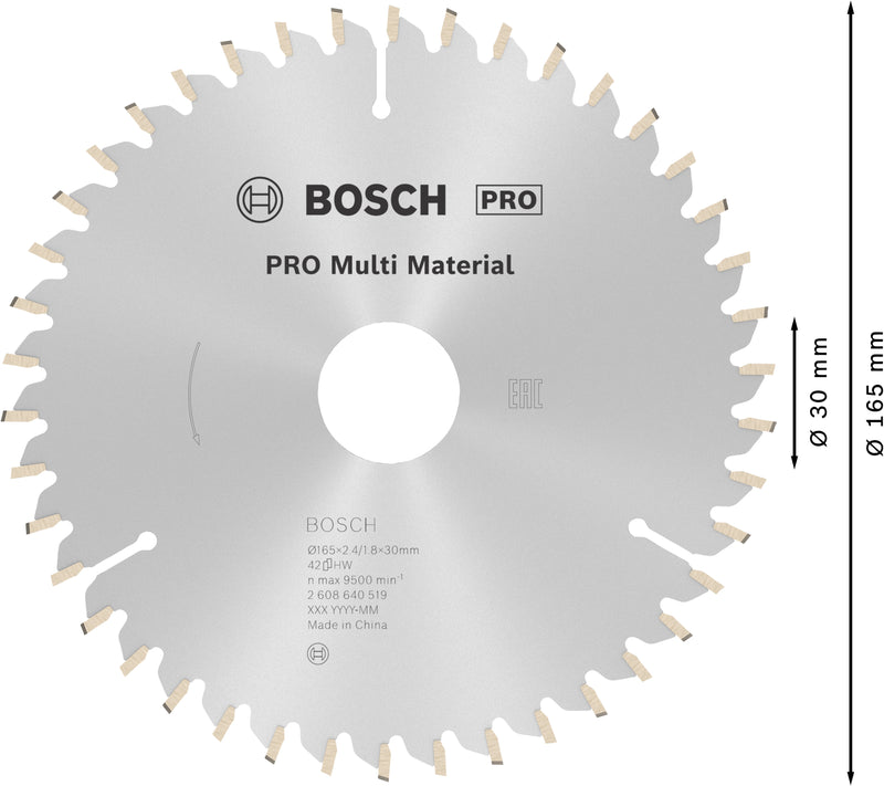 Bosch Circular Saw Blade MM MU H 165x30-42