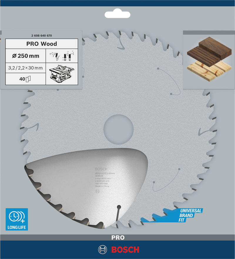 Lâmina de serra circular Bosch OP WO T 250x30-40