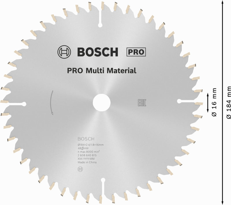 Bosch Circular Saw Blade MM MU H 184x16-48