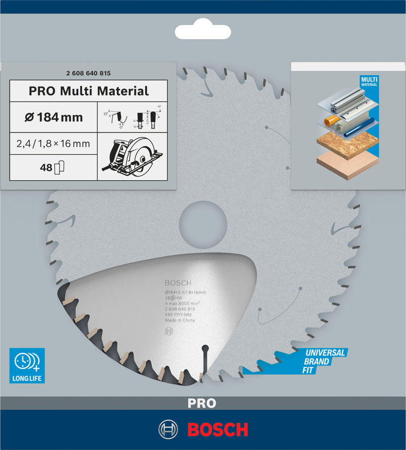 Bosch Circular Saw Blade MM MU H 184x16-48