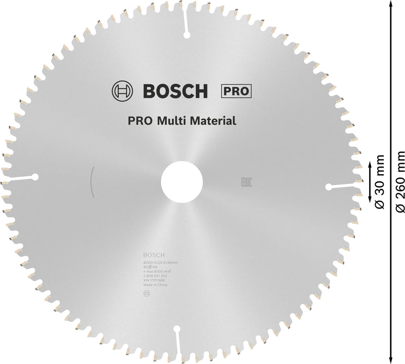 Lâmina de serra circular Bosch MM MU B 260x30-80