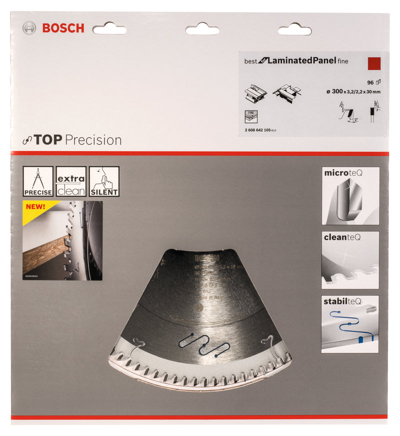 Lâmina de serra circular fina Bosch Top Precision, ideal para painéis laminados