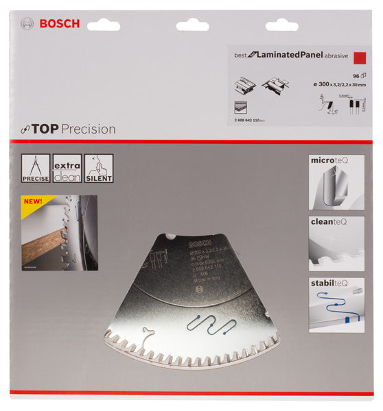 Lâmina de serra circular abrasiva Bosch Top Precision, ideal para painéis laminados