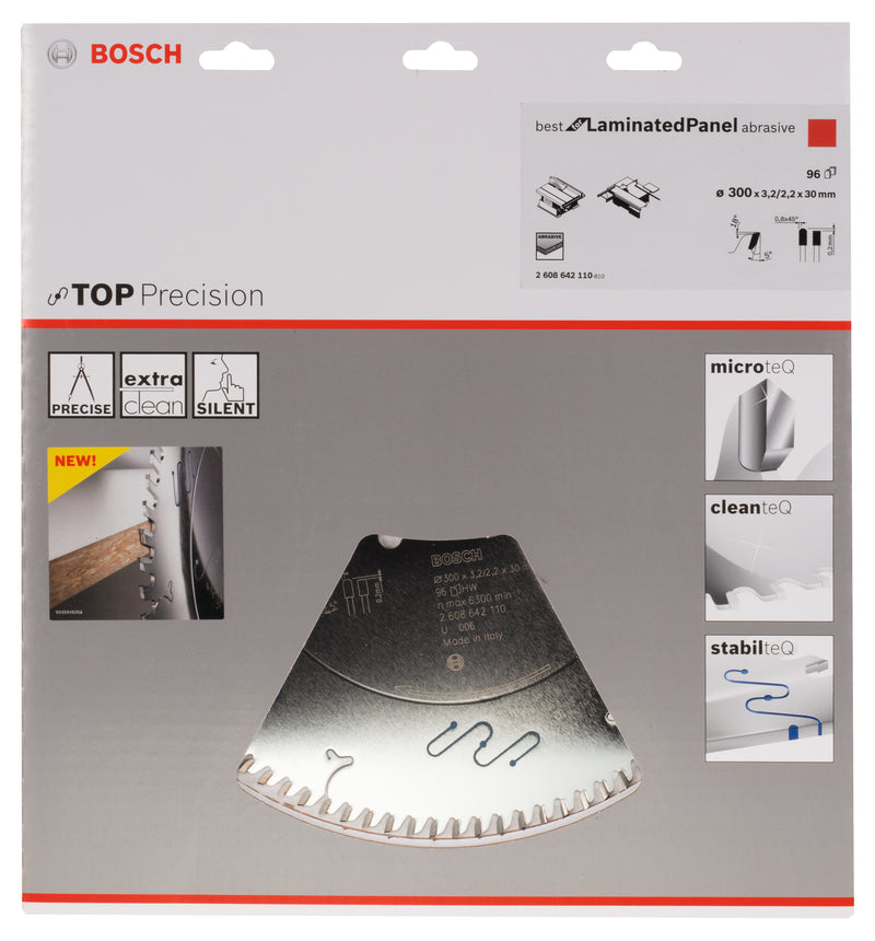 Lâmina de serra circular abrasiva Bosch Top Precision, ideal para painéis laminados
