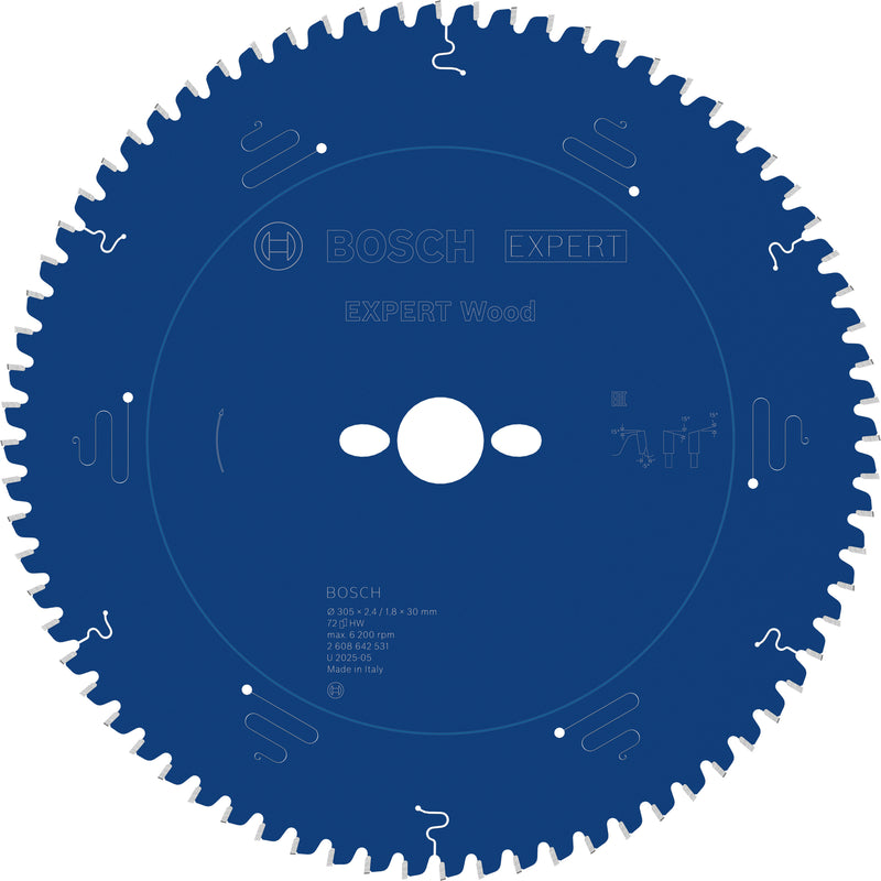 Discos para serras circulares. Bosch Accessories (Lâmina de serra circular EXPERT Wood, 305 x 2,4/1,8 x 30 mm, T72)