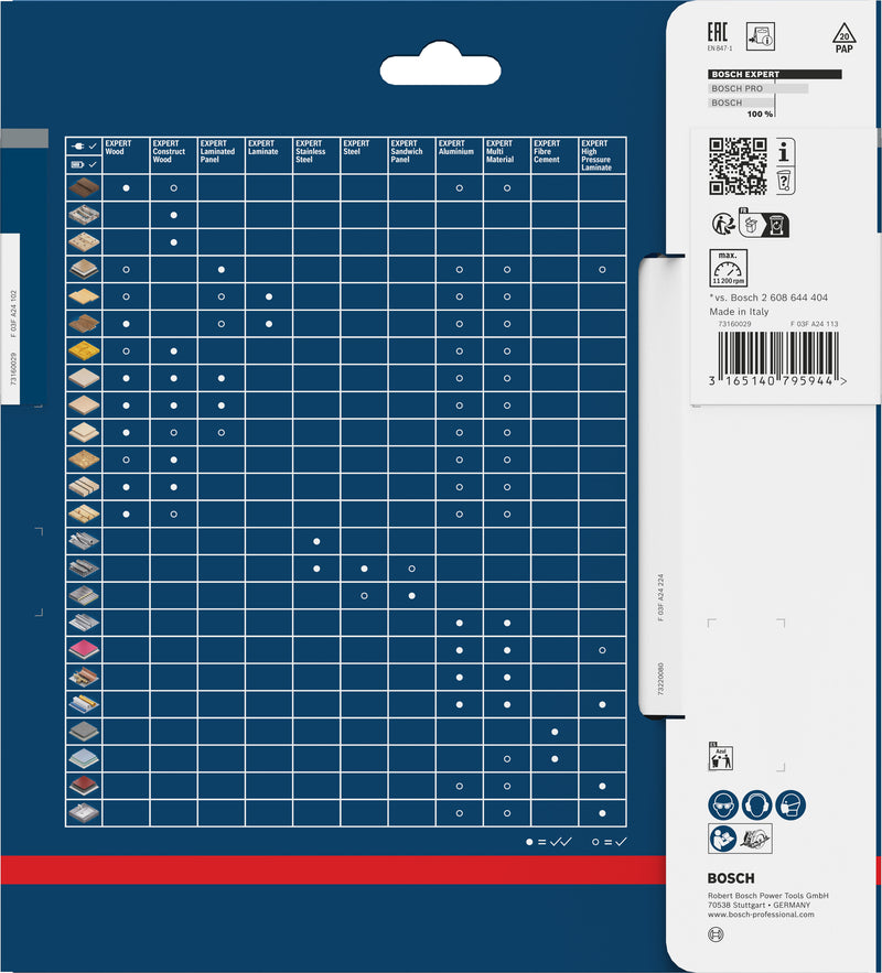 Lâmina de serra circular para madeira Bosch EXPERT, 170 x 2,6/1,6 x 30 mm, T40