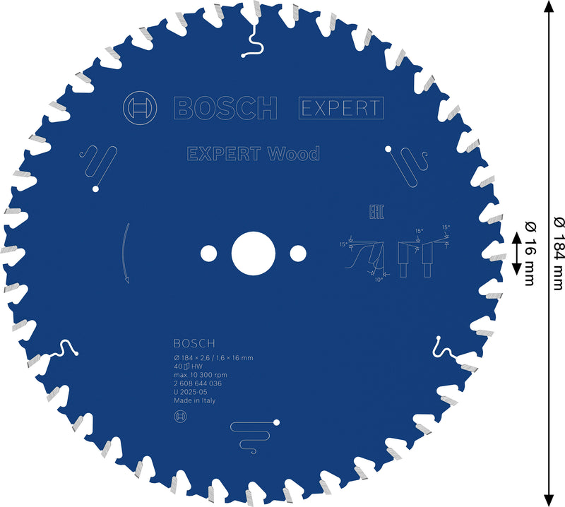 Lâmina de serra circular Bosch EX WO H 184x16-40