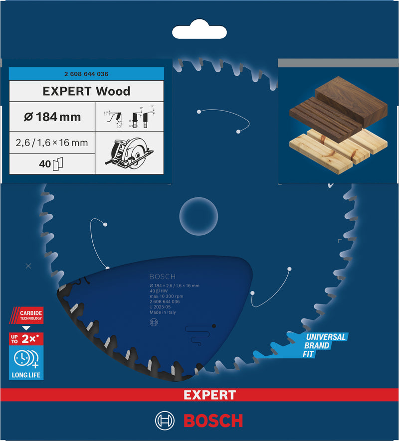 Lâmina de serra circular Bosch EX WO H 184x16-40