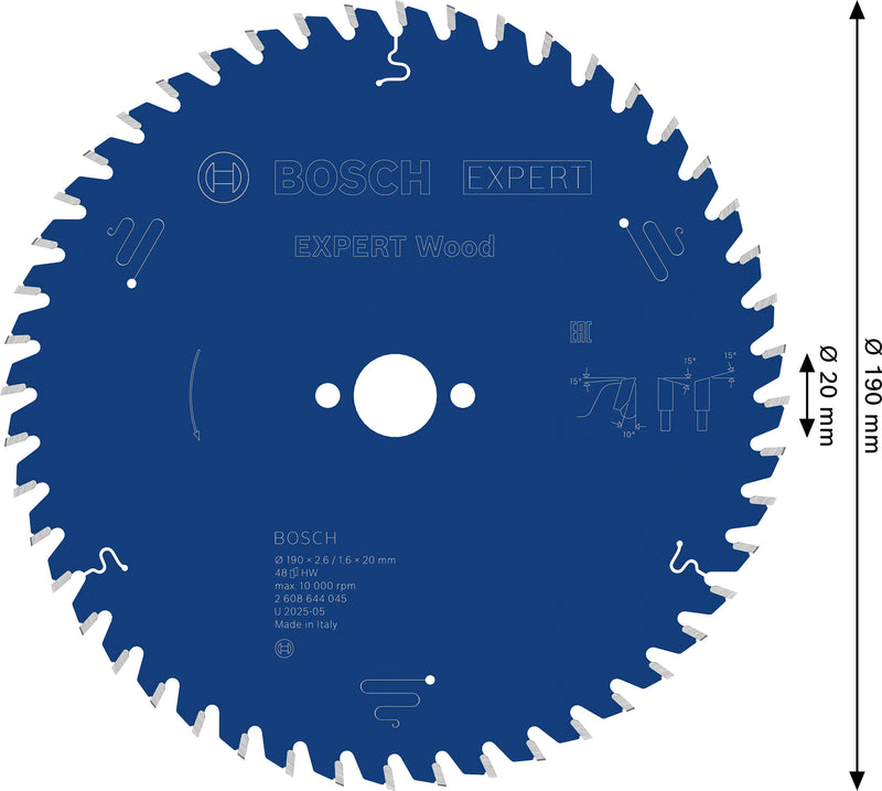 Lâmina de serra circular Bosch EX WO H 190x20-48