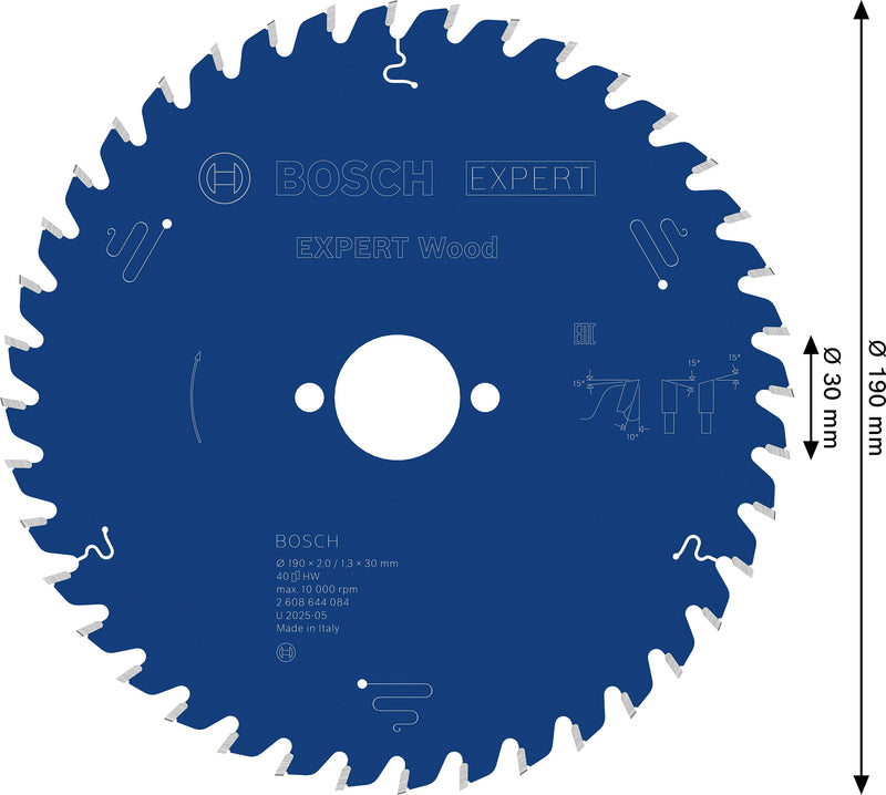 Bosch Circular Saw Blade EX WO T 190x30-40