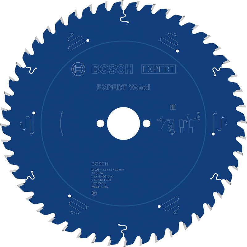 Lâmina de serra circular para madeira Bosch EXPERT, 225 x 2,6/1,6 x 30 mm, T48