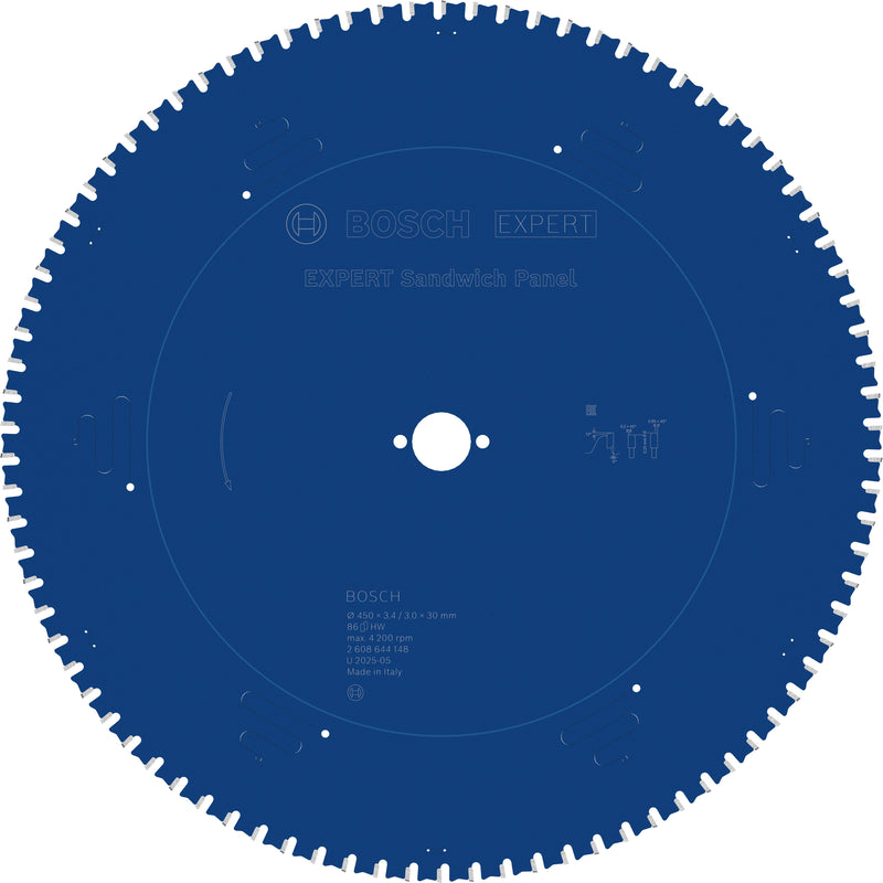Discos para serras circulares. Bosch Accessories (Lâmina de serra circular EXPERT Sandwich Panel, 450 x 3,4/3 x 30 mm, T86)