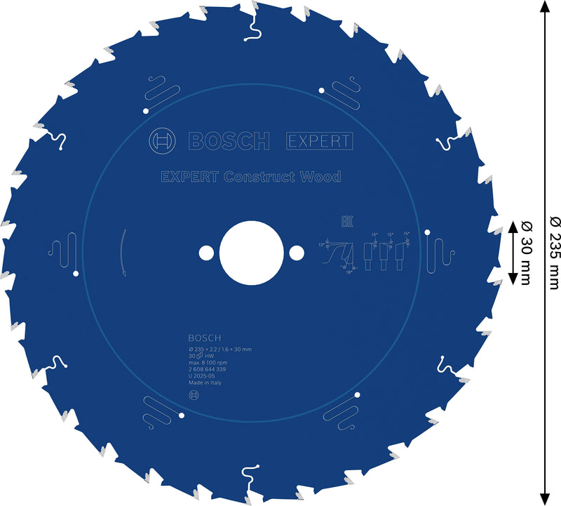 Lâmina de serra circular Bosch EXPERT Construct Wood, 235 x 2,2/1,6 x 30 mm, T30