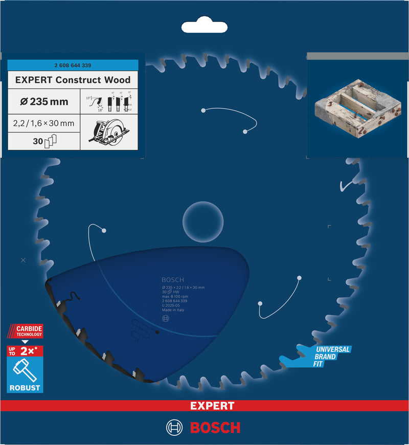 Lâmina de serra circular Bosch EXPERT Construct Wood, 235 x 2,2/1,6 x 30 mm, T30