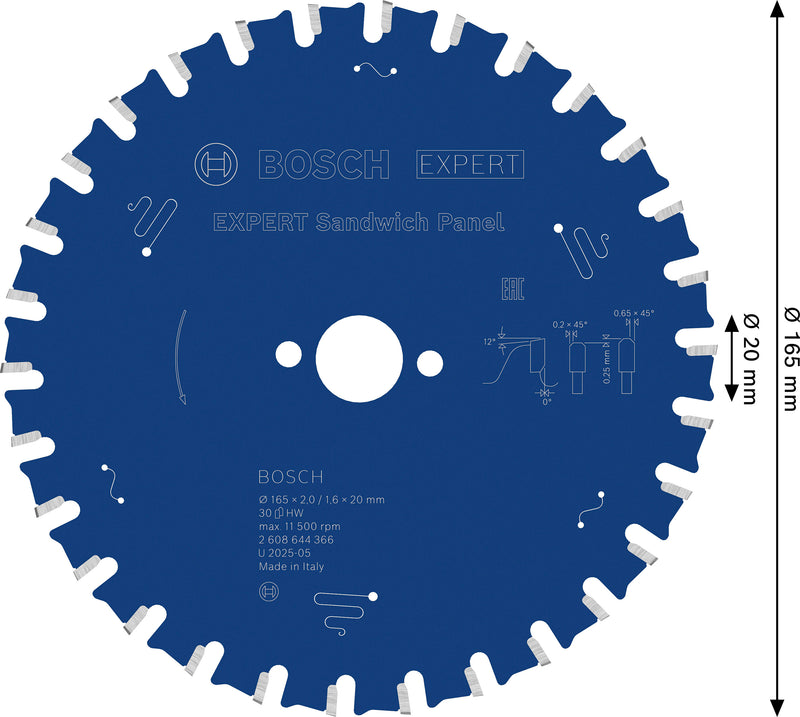 Hoja de sierra circular Bosch EX SH H 165x20-30