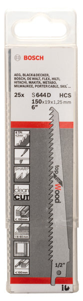 Lâmina de serra alternativa Bosch S 644 D 25 peças