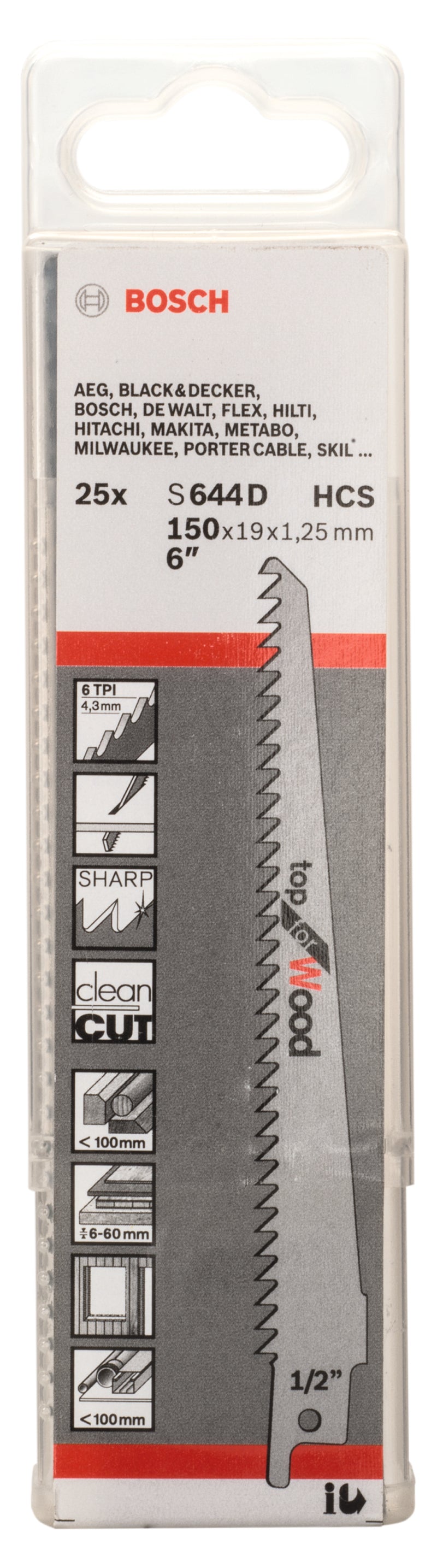 Lâmina de serra alternativa Bosch S 644 D 25 peças