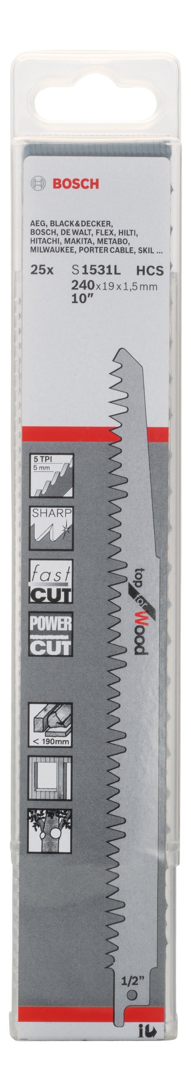 Bosch Reciprocating saw blade S 1531 L 25pcs