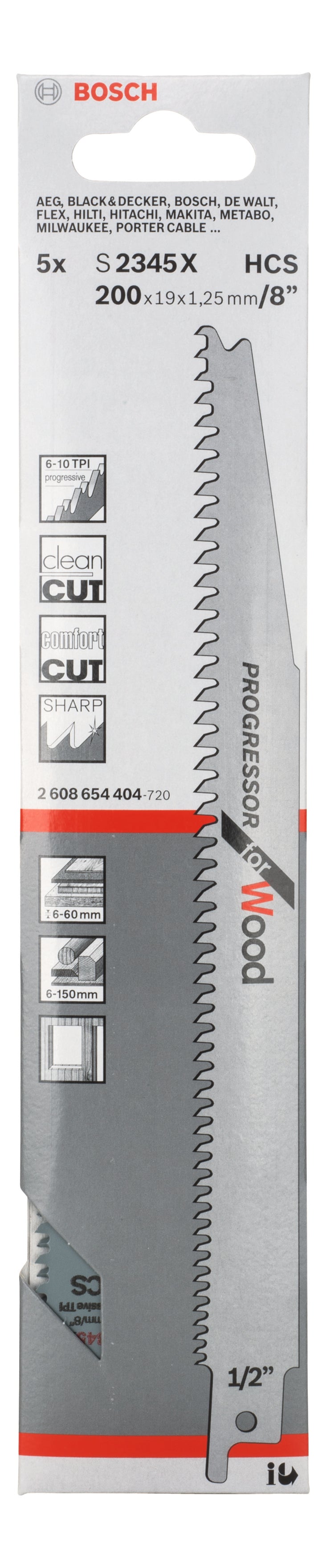 Bosch S2345X HCS Progressor for Wood 5Pack