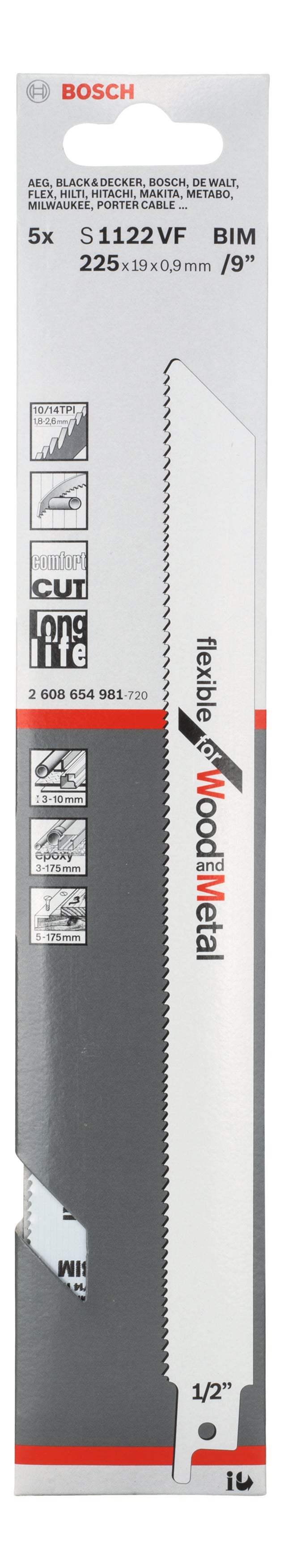 Bosch S1122VF BIM Flexible f. Wood+Metal 5Pack